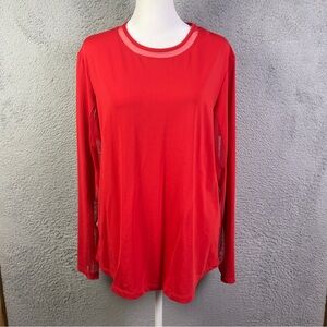 IBKUL Top Womens XL Red Crew Neck Performance Long Sleeve Mesh UPF 50+ Active